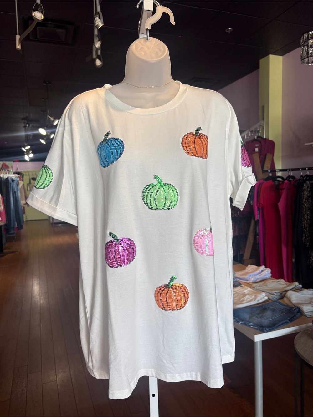 White Pumpkin Sequin Patch Tee